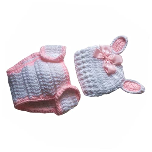 ifundom Neugeborenen Kostüm mit Hasenmotiv Baumwollgarn Langlebig als Fotografie Requisite für Ostern und Alltag Niedliches Babyfoto Zubehör von ifundom