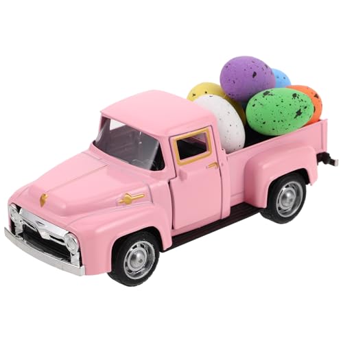 ifundom Osterdeko Mit Eiern Mini-Pickup-Truck Im Vintage-Stil Metalldruckguss Bauernhaus-Pickup-Farm Mehrstufige Tablett-Dekoration Für Bauernhaus Metall-Truck-Regal Tisch Heimdeko von ifundom