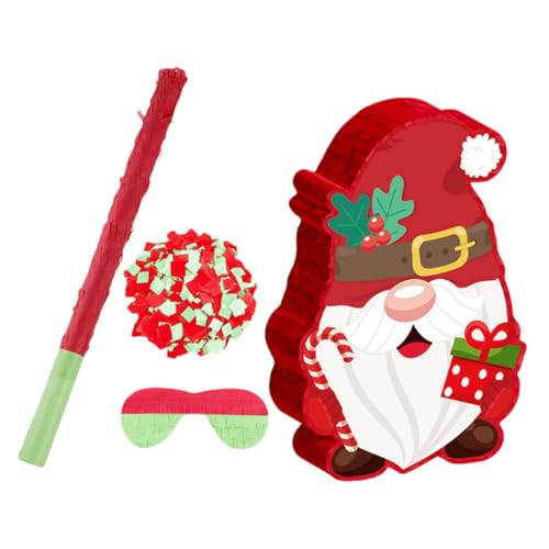 ifundom Weihnachts-piñata mit Weihnachtswichtel-motiv Lustiges Party-hängedekor Stabiles für Festliche Weihnachtsdeko Inklusive und Augenmaske Papierkonfetti von ifundom