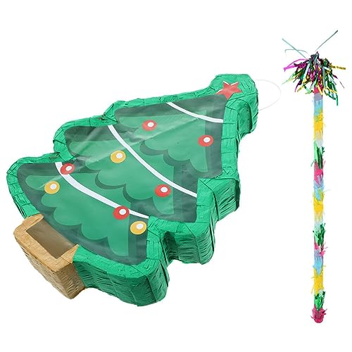 ifundom Weihnachtsbaum Pinata Winter Pinata Weihnachtsbaumförmige Pinata Süßigkeitenbox Halter Pinata Schatzsuche Spiel Foto Requisite Mit Stab Für Party Urlaub Geburtstagsspiel von ifundom