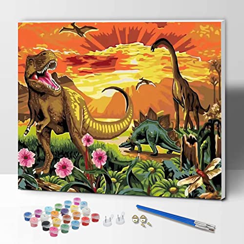 Malen Nach Zahlen für Kinder, Erwachsene und Anfänger, DIY Malen Nach Zahlen Tiere für Mädchen und Jungen, Dinosaurier 30 x 40 Zentimeter, Mit Rahmen - Kinder über 6 Jahre Malen Nach Zahlen für Kinder, Erwachsene und Anfänger, DIY Malen Nach Zahlen Tiere für Mädchen und Jungen, Dinosaurier 30 x 40 Zentimeter, Mit Rahmen - Kinder über 6 Jahre von ifymei