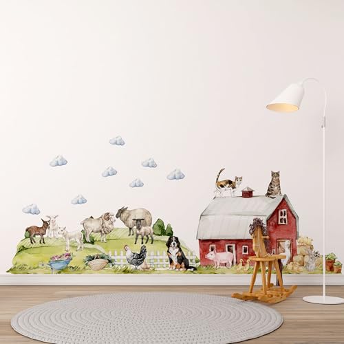 Bauernhof Kinderzimmer Deko, Bauernhof Babyzimmer, Bauernhoftiere Wandsticker, Stall Tiere Wanddeko, Farmtiere Babyzimmer Dekoration von igibee