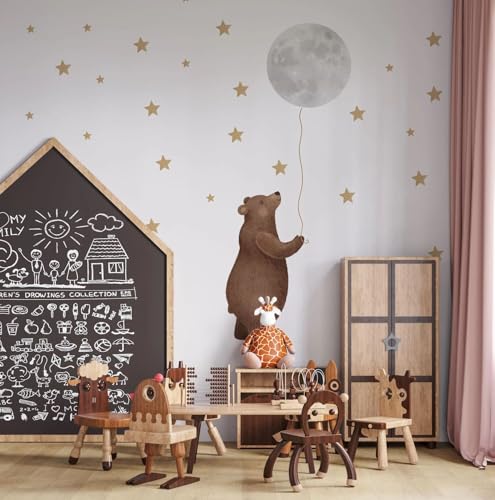 Wandtattoo Kinderzimmer mit Bär Mond und Sternen, umweltfreundliche Materialien, Pastellfarben, Wandaufkleber für Wände Türen und Möbel, niedliche Dekoration für Jungen und Mädchen Wandtattoo Kinderzimmer mit Bär Mond und Sternen, umweltfreundliche Materialien, Pastellfarben, Wandaufkleber für Wände Türen und Möbel, niedliche Dekoration für Jungen und Mädchen von igibee