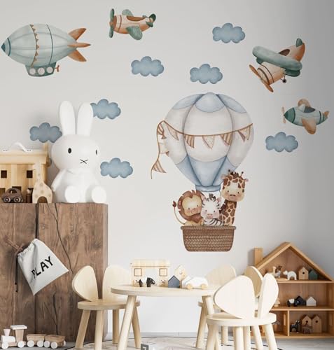 Igibee Wandtattoo Kinderzimmer | Wandsticker Babyzimmer | Wanddeko Tiere | Babyzimmer Deko mit Bär im Flugzeug und Bär mit Ballons | Selbstklebende Wandaufkleber für Kinderzimmer Igibee Wandtattoo Kinderzimmer | Wandsticker Babyzimmer | Wanddeko Tiere | Babyzimmer Deko mit Bär im Flugzeug und Bär mit Ballons | Selbstklebende Wandaufkleber für Kinderzimmer von igibee