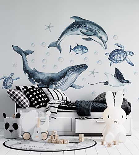 Ozeantiere Wandtattoo für Kinder und Kinderzimmer, Meerestiere Wandtattoo Ozean Leben mit Wal, Fische, Meeresschildkröten, Delphin Aufkleber Ozeantiere Wandtattoo für Kinder und Kinderzimmer, Meerestiere Wandtattoo Ozean Leben mit Wal, Fische, Meeresschildkröten, Delphin Aufkleber von igibee