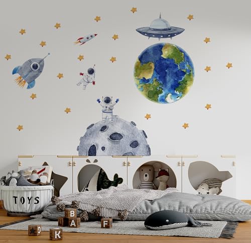 igibee Weltraum-Wandtattoo, Weltraum-Themen-Kinderzimmer, Aquarell-Sonnensystem, Sonne und Planeten, Sternbild-Aufkleber, Kinderzimmer-Weltraum-Aufkleber igibee Weltraum-Wandtattoo, Weltraum-Themen-Kinderzimmer, Aquarell-Sonnensystem, Sonne und Planeten, Sternbild-Aufkleber, Kinderzimmer-Weltraum-Aufkleber von igibee