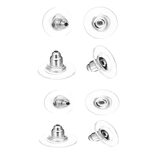100 Stück Silikon Ohrring Stopper Klar & Gummi Ohrstecker Verschluss Universal Ohrring Stecker Sicherheit Rücken für Damen von iguTrail