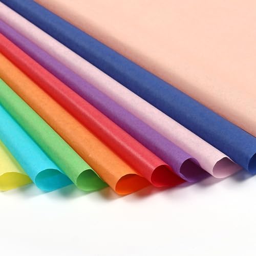 200 Blatt Seidenpapier, 10 Farben Regenbogen-Seidenpapier, große Geschenkverpackung für DIY, Kunst, Handwerk, Blumen, Geburtstag, Party, Festival (70 x 50 cm) von iguTrail