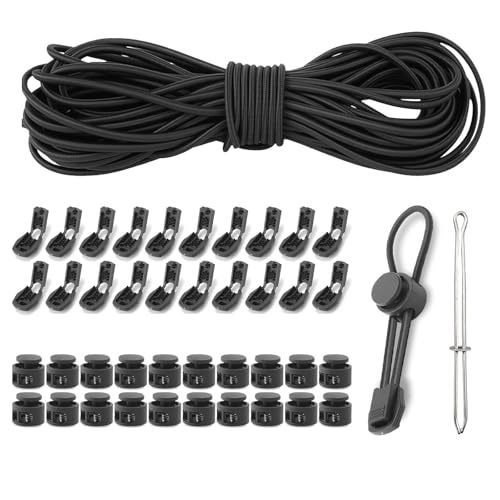 3 mm x 10 m Gummiband Rund,Gummizugband,Gummikordel 3mm,Gummischnur 3mm,Gummi Schwarz,Schwarzes Gummiband,für Zelt,Rucksack,Kordel,Hutgummi(Schwarz) von iguTrail