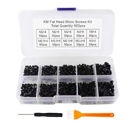 Computer Schrauben Set, 500 Stück M2-M3 Flachkopf-Schrauben, Kohlenstoffstahl, Schwarz, mit Sortierbox und Werkzeug Computer Schrauben Set, 500 Stück M2-M3 Flachkopf-Schrauben, Kohlenstoffstahl, Schwarz, mit Sortierbox und Werkzeug von iguTrail