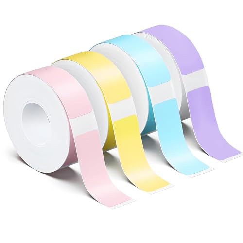 Etiketten, 4 Rollen Thermoetiketten, 720 Stück, 12 x 40 mm, Selbstklebend in 4 Farben, für Büro und Schule von iguTrail