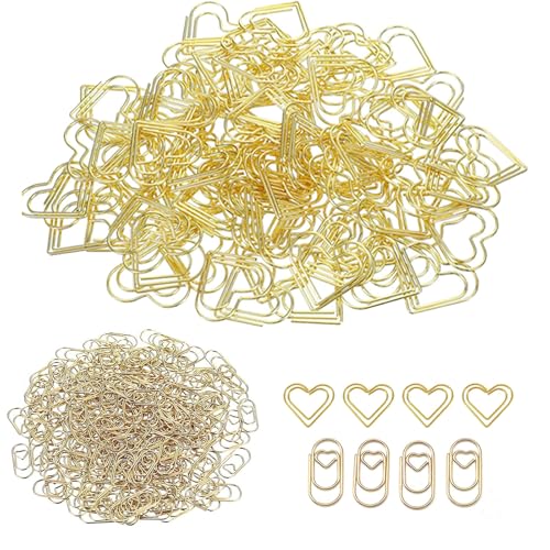 Herz-Büroklammern Set, 100 Stück, Gold & Metall, 24 x 22 mm, für Büro und Schule Herz-Büroklammern Set, 100 Stück, Gold & Metall, 24 x 22 mm, für Büro und Schule von iguTrail