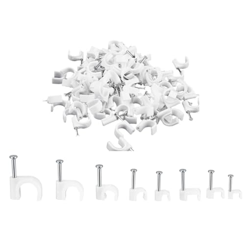 Nagelschellen Set, 800 Stück Kabelschellen in 8 Größen 4-12mm, Weiße Kabelklemmen mit Nagel für Netzwerkkabel, Kabelbefestigung Nagelschellen Set, 800 Stück Kabelschellen in 8 Größen 4-12mm, Weiße Kabelklemmen mit Nagel für Netzwerkkabel, Kabelbefestigung von iguTrail