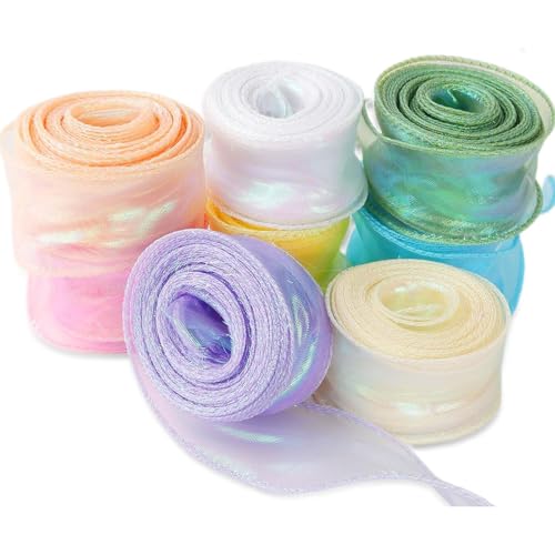 Organzaband Set, 4 cm x 9 m, 8 Rollen, Schimmerndes Dekorationsband in Verschiedenen Farben, Transparent für Geschenke und Basteln Organzaband Set, 4 cm x 9 m, 8 Rollen, Schimmerndes Dekorationsband in Verschiedenen Farben, Transparent für Geschenke und Basteln von iguTrail