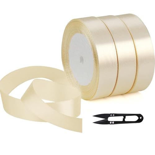 Satinband, 3mm x 150m, Doppelseitig, Beige, Dekoratives Geschenkband für Hochzeit und Geschenke Satinband, 3mm x 150m, Doppelseitig, Beige, Dekoratives Geschenkband für Hochzeit und Geschenke von iguTrail