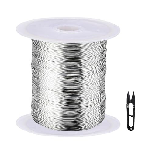 Schmuckdraht aus Edelstahl 304, 100m x 0,3mm, Silberfarbener Basteldraht mit Schneider, Biegsamer Metalldraht für Schmuckherstellung von iguTrail