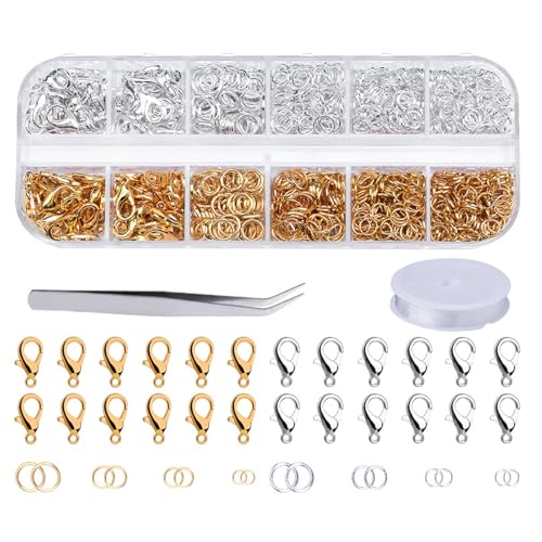 Schmuckverschluss-Set, Gold/Silber, Karabinerverschlüsse und Biegeringe für Ketten und Armbänder, mit Werkzeug von iguTrail