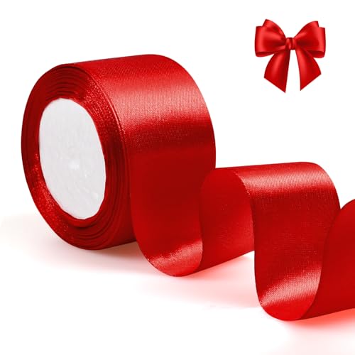 ​​ihaspoko 5cm Breites Satinband Rot – 22m Geschenkband für Geschenkverpackung, Hochzeiten, Basteln | Schleifenband für Karten, Deko & Hochzeitsauto​ von ihaspoko