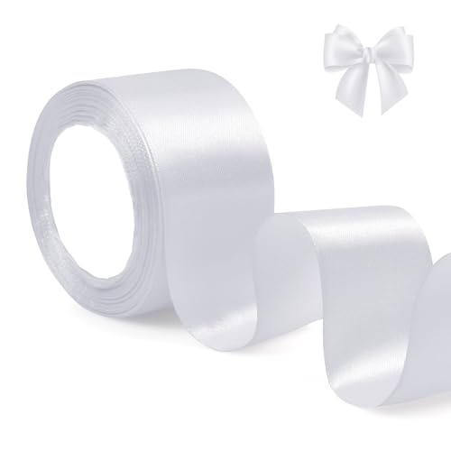 ihaspoko 5cm Breites Satinband Weiß– 22m Geschenkband für Geschenkverpackung, Hochzeiten, Basteln | Schleifenband für Karten, Deko & Hochzeitsauto​ von ihaspoko