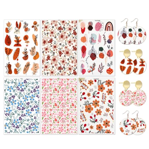 ihreesy 6 Stück Ton-Transferpapier für Polymer-Ton-Ohrringe,Transferpapier für Polymerton Transferblätter romantische Transferaufkleber Blumen Sticker Aufkleber Transfer für Schmuck Bastelarbeiten ihreesy 6 Stück Ton-Transferpapier für Polymer-Ton-Ohrringe,Transferpapier für Polymerton Transferblätter romantische Transferaufkleber Blumen Sticker Aufkleber Transfer für Schmuck Bastelarbeiten von ihreesy