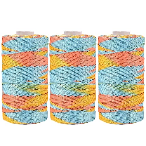 ihreesy Makramee Garn 3er Set,1,5mm Polypropylen-Kordel Makramee-Kordel Makramee Seil Häkelgarn Polyester-Seil für Wandbehänge Pflanzenaufhänger Bastelarbeiten Heimdekorationen,Bunt #B von ihreesy