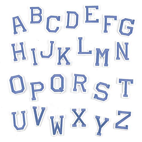 26 Stück Buchstaben Bügelflicken Alphabet A bis Z Patches Buchstaben bestickt Eisen Patches Buchstaben Nähen DIY Stickerei Aufkleber Applique Patch Stickerei Patches für Hüte Hemden Jeans (hellblau) von iiFi
