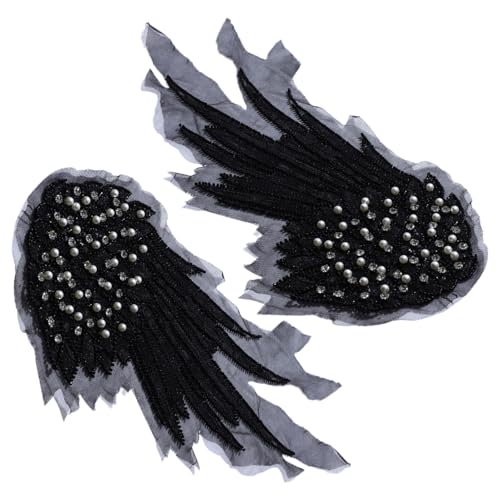 iiniim Strass Epauletten Applikationen Dekorative Nähen auf Kristall Spitze Patch für Kleidung Brieftaschen Schuhe DIY Handwerk Schwarz Einheitsgröße von iiniim