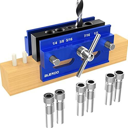 Selbstzentrierendes Dübellehren-Set, Bohrführungs-Vorrichtungsblock für gerade Löcher mit 6 Bohrbuchsen, Premium-Set für selbstzentrierende Dübellehren von ikappy