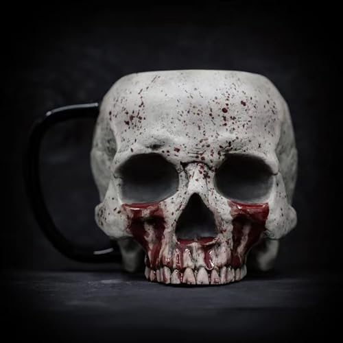 ikappy 17 Unzen Harz-Schädel-Bier-Tasse, Wikinger-Krieger-Schädel-Becher-Tankard-Trinkbecher für Kaffee/Getränke/Saft, tragbare Tee Tasse mit großer Kapazität für Frauen und Männer von ikappy