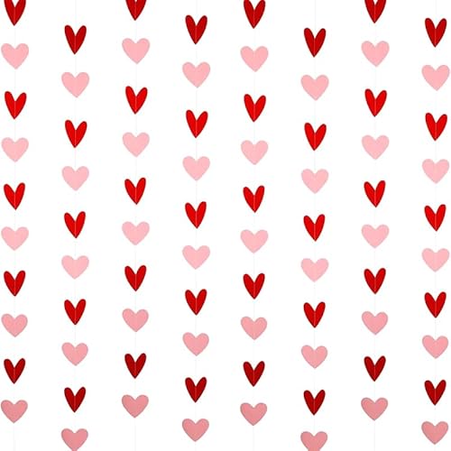 ikappy 4 Meter rote Herzen Papier Girlande Valentinstag Vorhang Tür nach Hause Valentine Hochzeit Geburtstags Feier Dekoration Verlobung Hochzeit Hängende Dekoration Dauerhafte Überraschung von ikappy