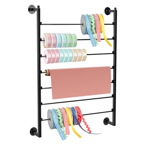 ikare Band-Aufbewahrungs-Organizer, Wandmontage, Geschenkpapierregal, 7-stöckige Metallbandaufbewahrung für Bastelzimmer, Blumenladen, Weihnachtsgeschenkpapier ikare Band-Aufbewahrungs-Organizer, Wandmontage, Geschenkpapierregal, 7-stöckige Metallbandaufbewahrung für Bastelzimmer, Blumenladen, Weihnachtsgeschenkpapier von ikare