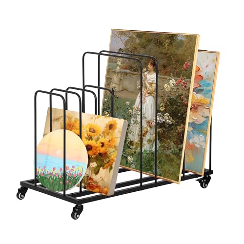 ikare Kunst-Leinwand-Aufbewahrungsregal, Kunst-Trocken-Malregal mit Rollen, verstellbare Kunstaufbewahrung, Staffelei, Präsentationsständer für Leinwandbretter, Panel, Handwerk, Trocken- und ikare Kunst-Leinwand-Aufbewahrungsregal, Kunst-Trocken-Malregal mit Rollen, verstellbare Kunstaufbewahrung, Staffelei, Präsentationsständer für Leinwandbretter, Panel, Handwerk, Trocken- und von ikare