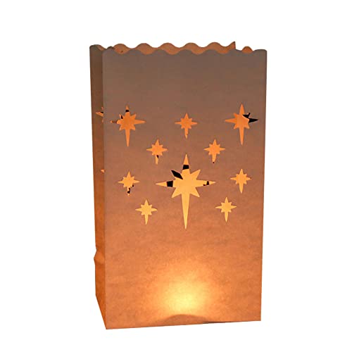 ikasus Lichtertüten Papier,Papier Lichttüten Lampions Feuerfest Papiertüten Teelicht Fireworks Butterfly Pattern Weihnachtsdekorationen Stil,Papier Laterne für Party Tischdeko,Hochzeit,Weihnachten von ikasus