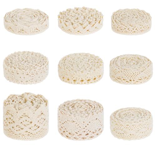 27 Yards Beige Spitzenband Baumwolle Spitzenborte 9 Stile Spitzenbesatz zum Nähen Vintage Boho Band für DIY Nähen Handwerk Hochzeit Dekoration Weihnachtspaket, je 3 Yards 27 Yards Beige Spitzenband Baumwolle Spitzenborte 9 Stile Spitzenbesatz zum Nähen Vintage Boho Band für DIY Nähen Handwerk Hochzeit Dekoration Weihnachtspaket, je 3 Yards von ilauke