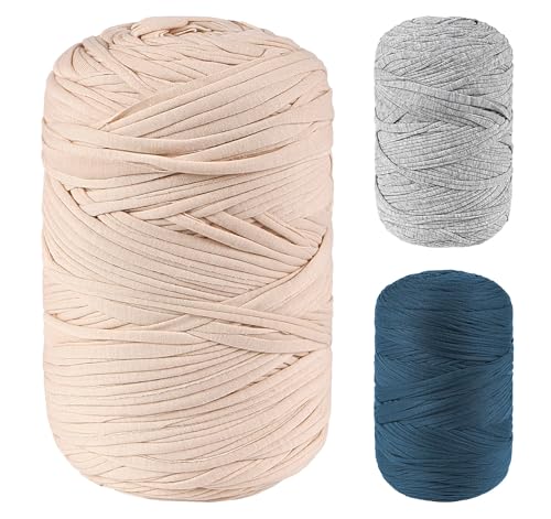 ilauke 200m Baumwollband 2cm Breite, 600g 100% Baumwolle Naturfarben Garn zum Stricken, Häkeln, Makramee, Fransen, Weben (Umweltfreundlich, Geschenkband) von ilauke
