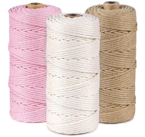 3 Stück Makramee Garn 3mm, ilauke Makramee Baumwollgarn 3mm,Baumwollkordel Natur 3mm, Baumwoll Bastelschnur für Basteln Stricken Boho Deko DIY Handwerk,Hängepflanze Pflanze,Rosa+Beige+Erdgelb 3 Stück Makramee Garn 3mm, ilauke Makramee Baumwollgarn 3mm,Baumwollkordel Natur 3mm, Baumwoll Bastelschnur für Basteln Stricken Boho Deko DIY Handwerk,Hängepflanze Pflanze,Rosa+Beige+Erdgelb von ilauke