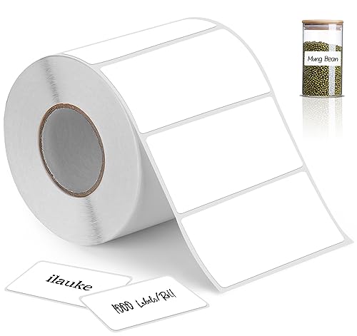 ilauke 1000 Stück Selbstklebende Etiketten, 100 mm x 50 mm Multifunktionales Etiketten Selbstklebend Etikett für Haushalt, Büro, Küche und Marmelade, Weiß von ilauke