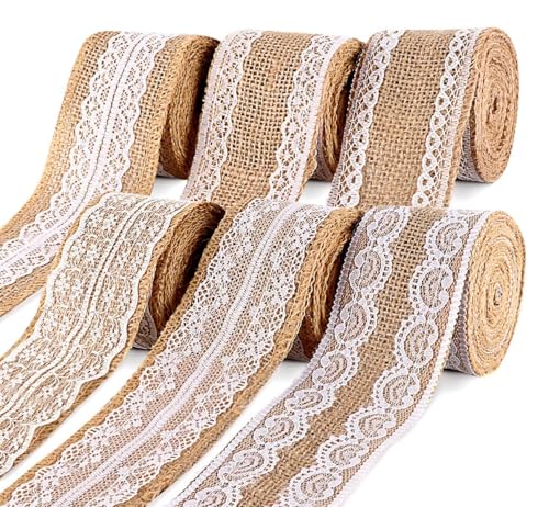 ilauke 118 Yards Spitzenband, 6 Rollen natürliche Jute, Vintage-Bordüre, Spitzenborte für Hochzeitsband, Blume, Geschenkverpackungen, DIY Heimhandwerk, je 20 Meter ilauke 118 Yards Spitzenband, 6 Rollen natürliche Jute, Vintage-Bordüre, Spitzenborte für Hochzeitsband, Blume, Geschenkverpackungen, DIY Heimhandwerk, je 20 Meter von ilauke