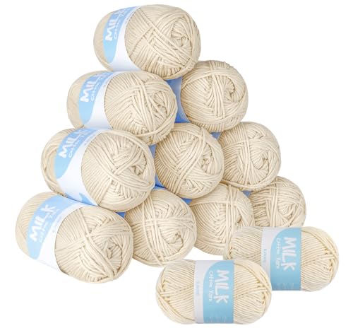ilauke 12er Set Super Weiche Acryl Wolle zum Häkeln und Stricken - 50g/Ball, 100m, Beige | Ideal für Amigurumi, Babydecken, Mützen | Maschinenwaschbar & Knitterfrei ilauke 12er Set Super Weiche Acryl Wolle zum Häkeln und Stricken - 50g/Ball, 100m, Beige | Ideal für Amigurumi, Babydecken, Mützen | Maschinenwaschbar & Knitterfrei von ilauke