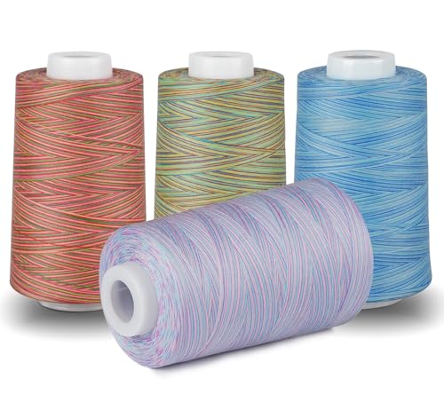Zwirn Reißfest Nähgarn für Nähmaschine, ilauke NäHgarn Overlockgarn mit 4 Bunt Farbverlaufsgarn auf 100% Polyester Irisierend NäHgarn Set, 40S/2 Je 4572m, Insgesamt 18288m Bauschgarn für Overlock Zwirn Reißfest Nähgarn für Nähmaschine, ilauke NäHgarn Overlockgarn mit 4 Bunt Farbverlaufsgarn auf 100% Polyester Irisierend NäHgarn Set, 40S/2 Je 4572m, Insgesamt 18288m Bauschgarn für Overlock von ilauke