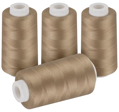 ilauke 4 Kone Overlockgarn Nähgarn, 40/2 je 3000 Yard (2743 Meter) 100% Polyester Garn, Nähgarn für Overlock-Nähmaschinen, Handnähen, Näharbeiten, Quilten, Patchwork, Kleidung (DunkelKaki) von ilauke