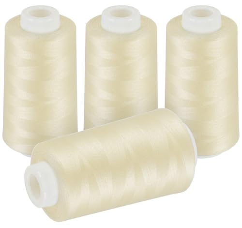 ilauke 4 Kone Overlockgarn Nähgarn, 40/2 je 3000 Yard (2743 Meter) 100% Polyester Garn, Nähgarn für Overlock-Nähmaschinen, Handnähen, Näharbeiten, Quilten, Patchwork, Kleidung (HellKaki) von ilauke