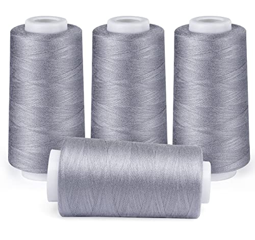 ilauke 4 x 3000 Meter Overlock-Garnspulen aus Polyester, Grau, 4 Stück ilauke 4 x 3000 Meter Overlock-Garnspulen aus Polyester, Grau, 4 Stück von ilauke