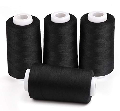 ilauke 4 x 3000 Yards Overlock-Garnspulen, schwarzes Polyester-Nähgarn, Overlock-Kegel ilauke 4 x 3000 Yards Overlock-Garnspulen, schwarzes Polyester-Nähgarn, Overlock-Kegel von ilauke