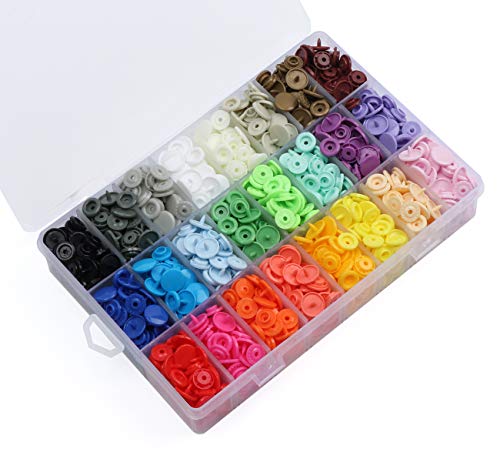 ilauke Nähfrei T5 Druckknöpfe 408 Set in 24 Farben mit Aufbewahrungsbox Kurzwaren Nähen Basteln Buttons für DIY Scrapbook von ilauke