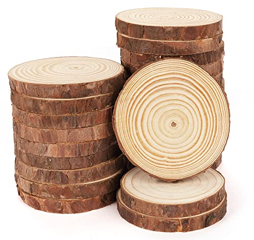 ilauke 50 Stücke Holz Log Scheiben, 6-7 cm Unvollendete Runde Naturholz Baumscheiben ohne Loch Ca.8mm Dicke für DIY Handwerk Holz-Scheiben Hochzeit Mittelstücke Weihnachten Dekoration Baumscheibe von ilauke