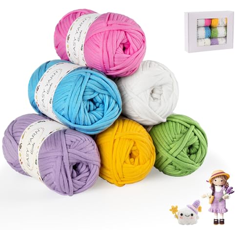 ilauke 6 Stück Chunky Häkelgarn für Anfänger, 6x50g Dickes Garn Baumwolle zum Häkeln, Baumwoll-Nylon-Garn für Anfänger zum Häkeln und Stricken, Blau, Weiß, Gelb, Lila, Rose Rot, Herbst Duft Grün ilauke 6 Stück Chunky Häkelgarn für Anfänger, 6x50g Dickes Garn Baumwolle zum Häkeln, Baumwoll-Nylon-Garn für Anfänger zum Häkeln und Stricken, Blau, Weiß, Gelb, Lila, Rose Rot, Herbst Duft Grün von ilauke
