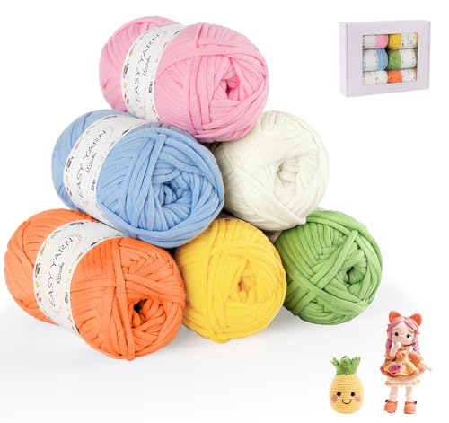 ilauke 6 Stück Chunky Häkelgarn für Anfänger, 6x50g Dickes Garn Baumwolle zum Häkeln, Baumwoll-Nylon-Garn für Anfänger zum Häkeln und Stricken, Weiß, Gänsegelb, Rosa, Herbst Duft Grün, Rot, Hellblau ilauke 6 Stück Chunky Häkelgarn für Anfänger, 6x50g Dickes Garn Baumwolle zum Häkeln, Baumwoll-Nylon-Garn für Anfänger zum Häkeln und Stricken, Weiß, Gänsegelb, Rosa, Herbst Duft Grün, Rot, Hellblau von ilauke