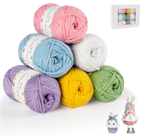 ilauke 6 Stück Chunky Häkelgarn für Anfänger, 6x50g Dickes Garn Baumwolle zum Häkeln, Baumwoll-Nylon-Garn für Anfänger zum Häkeln und Stricken, Rosa, Gelb, Blau, Lila, Weiß, Grün ilauke 6 Stück Chunky Häkelgarn für Anfänger, 6x50g Dickes Garn Baumwolle zum Häkeln, Baumwoll-Nylon-Garn für Anfänger zum Häkeln und Stricken, Rosa, Gelb, Blau, Lila, Weiß, Grün von ilauke