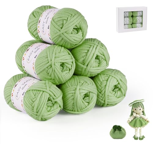 ilauke 6 Stück Chunky Häkelgarn für Anfänger, 6x50g Dickes Garn Baumwolle zum Häkeln, Gut Sichtbare Maschen Garn Zum Häkeln Baumwoll-Nylon-Garn für Anfänger zum Häkeln und Stricken, Hellgrün ilauke 6 Stück Chunky Häkelgarn für Anfänger, 6x50g Dickes Garn Baumwolle zum Häkeln, Gut Sichtbare Maschen Garn Zum Häkeln Baumwoll-Nylon-Garn für Anfänger zum Häkeln und Stricken, Hellgrün von ilauke